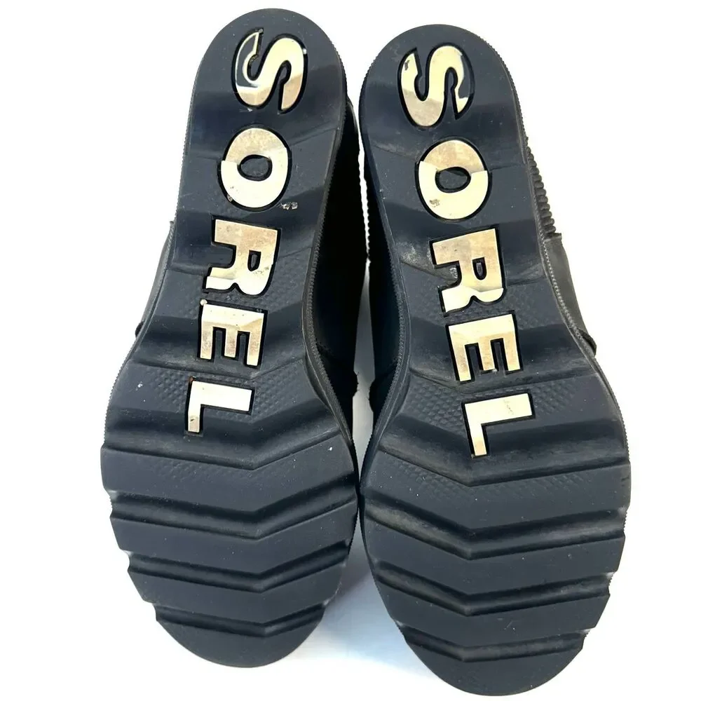 SOREL Womens Joan Of Artic ii Chelsea Hidden Wedge Black Ankle Boots Size 8
